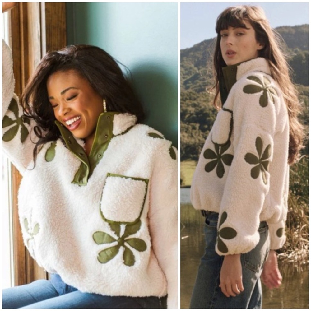 The Great The Patch Pocket Countryside Pullover in Cream & Army SZ 1,S - Picture 2 of 9
